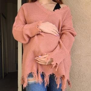Distressed Maternity Sweater